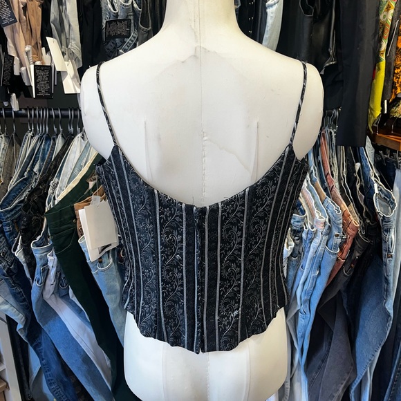 Vintage 90s Jessica McClintock Jacquard boned bustier - Picture 2 of 3